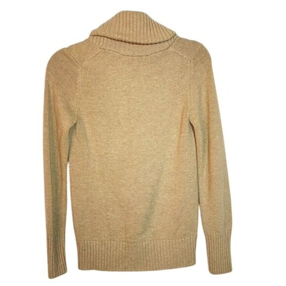 Gap Womens Beige Wool Blend Cowl Neck Sweater Size S With 1/4 Zip Collar - Picture 2 of 8